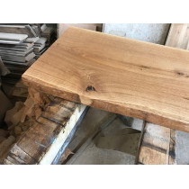 Baumscheibe, Waschtisch, Tischplatte, unbesäumt/gerade, Eiche, Baumkante 100x35x4,5cm geölt